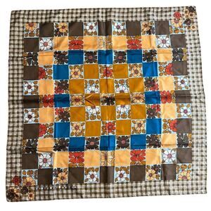 Emanuel Ungaro Square Silk Floral and plaid Scarf Made in Italy 30x30 inches